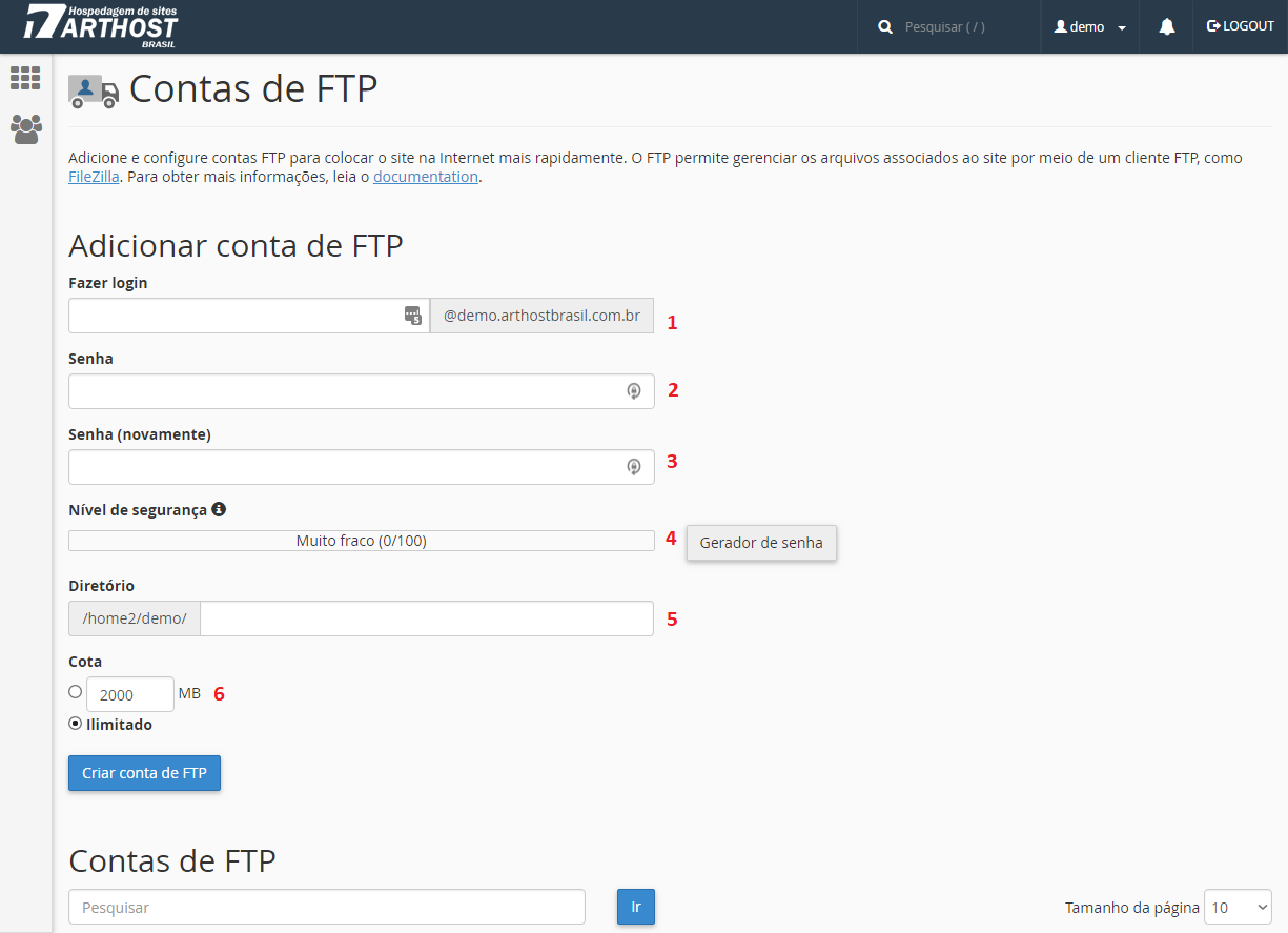 Criação de Contas e Login